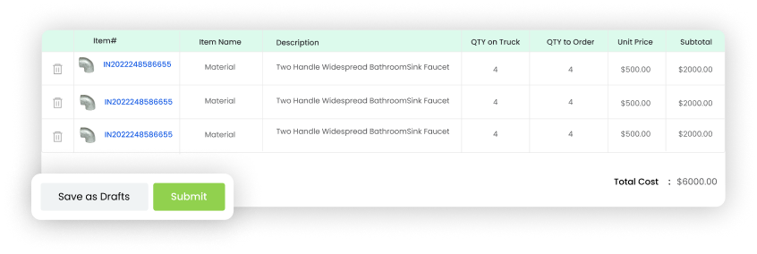 Create New Purchase Order